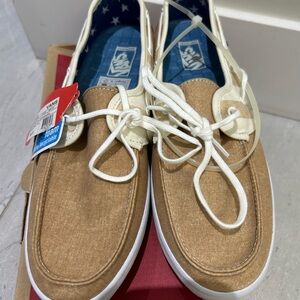 Vans Women’s Brown and Cream Boat Shoes